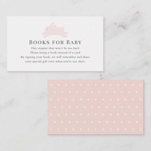 Einfache Rosa Jumping Bunny Book Request Begleitkarte (Vorne/Hinten)