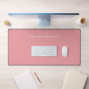 Einfache rosa Minimalistische Monogrammabteilung Schreibtischunterlage