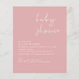 Einfache rosa moderne Babydusche Einladung