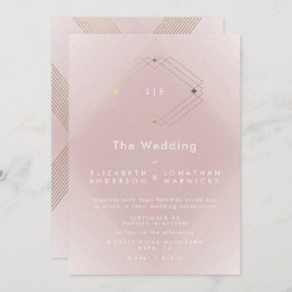 Einfache rosa moderne geometrische Hochzeit Einladung
