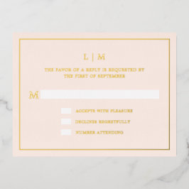 Einfache Rosa Monogram Elegant Wedding UAWG Folie Einladungspostkarte