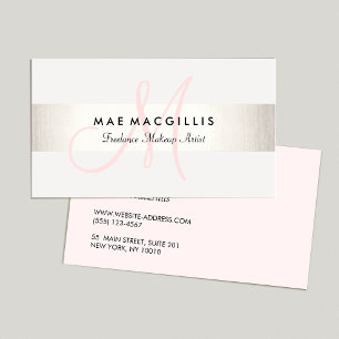 Einfache rosa Monogramm Moderne IMITATE Silber Str Visitenkarte