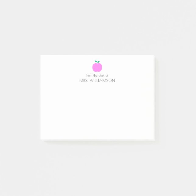 Einfache rosa Niedliche Apple Personalisiert Teach Post-it Klebezettel (Vorderseite)