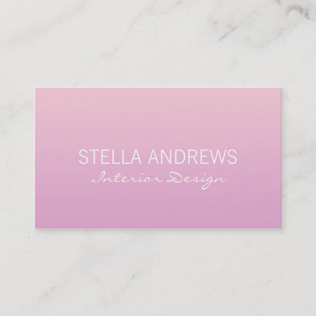 Einfache rosa Ombre Gradient Business Card Visitenkarte (Vorderseite)