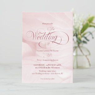 Einfache rosa Pfingstrosen-Hochzeitseinladung Einladung