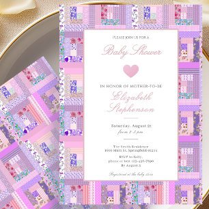 Einfache rosa Quilt-Baby-Shower-Einladung Einladung