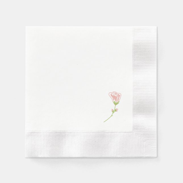 Einfache Rosa Rose | White Napkins Serviette (Vorderseite)