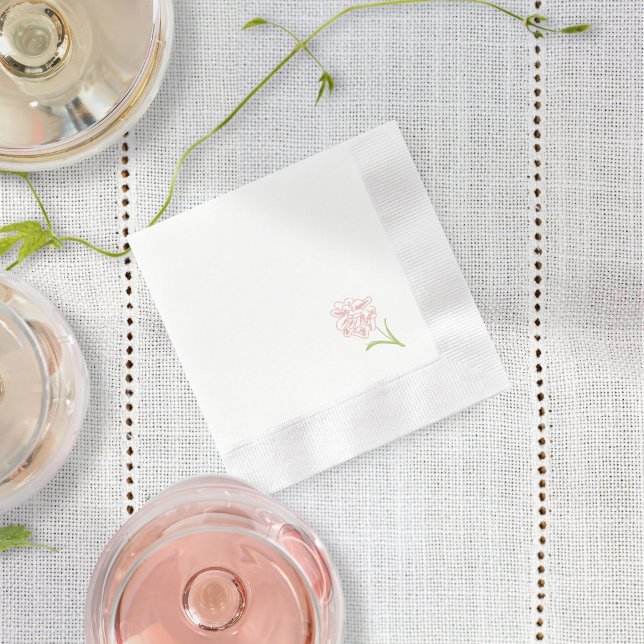 Einfache Rosa Rose | White Napkins Serviette (Von Creator hochgeladen)