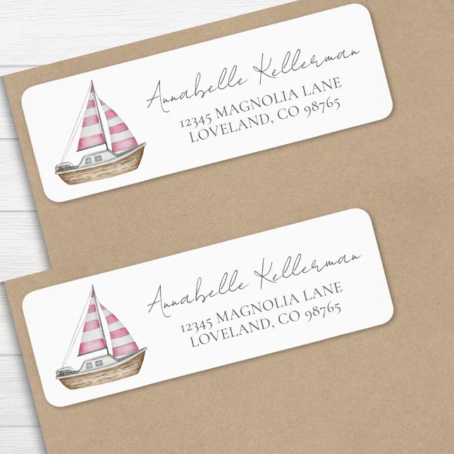 Einfache rosa Rücksendeadresse (Simple Pink Nautical Return Address label)