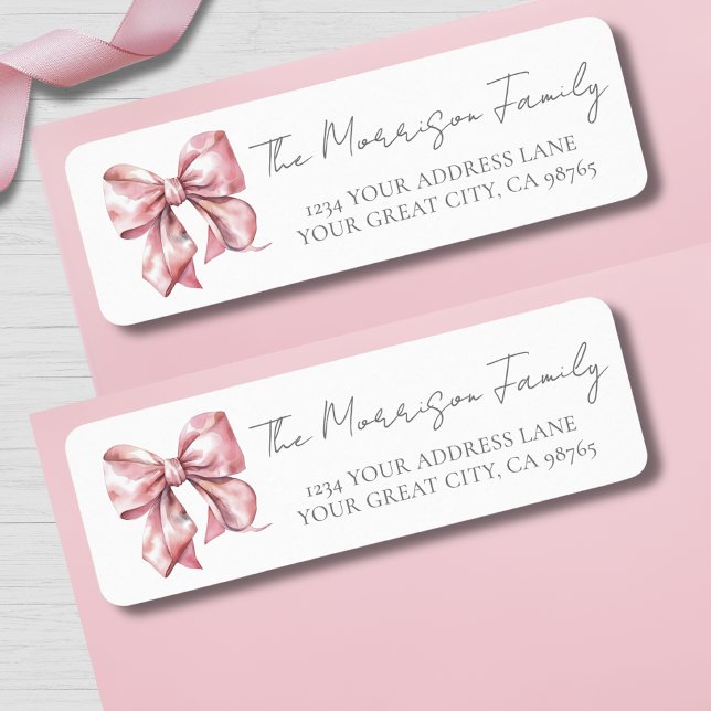 Einfache rosa Rücksendeadresse (Simple Pink Bow Return Address label )
