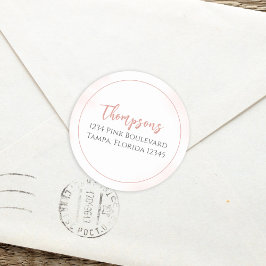 Einfache rosa Rücksendeadresse Minimalistische Kal Runder Aufkleber