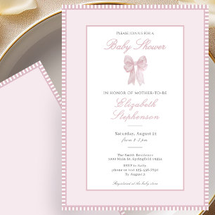 Einfache rosa Schleife Baby Shower Einladung