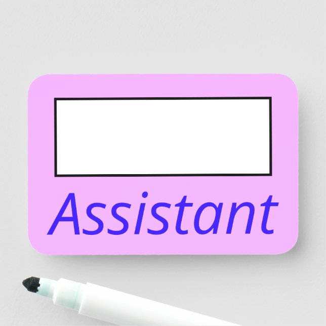 Einfache, rosa, Schlichte "Assistant Name"-Markier Namensschild (Beispiel)