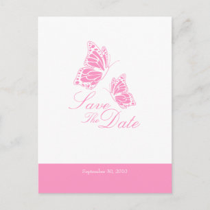 Einfache rosa Schmetterlinge Save the Date Hochzei Ankündigungspostkarte