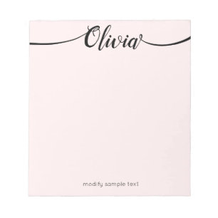 Einfache rosa Signatur Script Calligraphy Notepad Notizblock