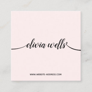 Einfache rosa Signatur Script Square Geschäftswage Quadratische Visitenkarte