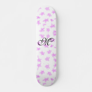 einfache rosa Sterne Wasserfarbe mit Namen Monogra Skateboard
