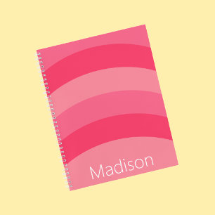 Einfache rosa Streifen Weißer Name Notizbuch