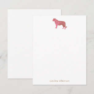 Einfache rosa Tiger-Kunst personalisierte Schreibw Mitteilungskarte