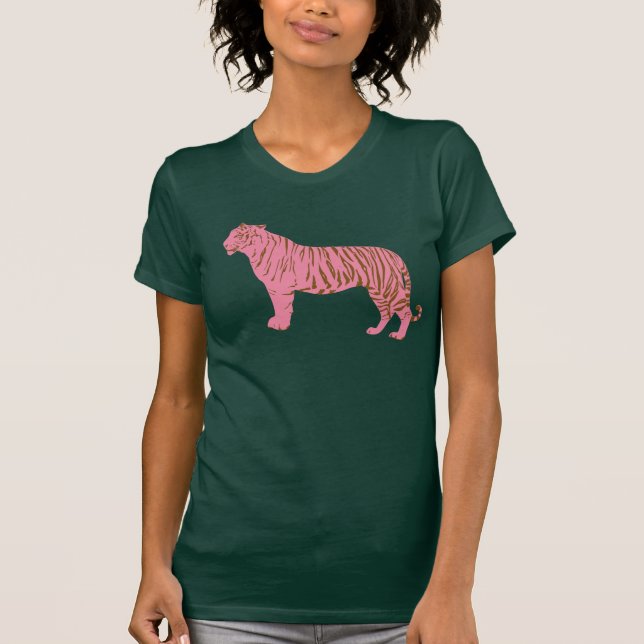 Einfache rosa Tiger Kunst T-Shirt (Vorderseite)