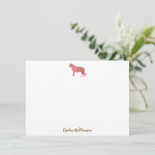 Einfache rosa Tiger Schrift personalisierte Korres Mitteilungskarte