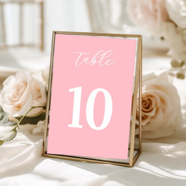 Einfache rosa Tischnummernschilder Tischnummer (table numbers, pink decor, wedding tables, bridal shower, baptism party, simple minimalist sign)