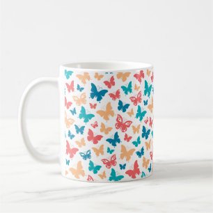 Einfache rosa Trüguoise, weißes Schmetterlingsmust Kaffeetasse