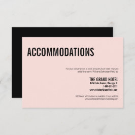 Einfache rosa Typografie Hochzeitsunterkünfte Begleitkarte