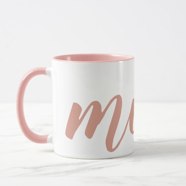 Einfache rosa Typografie Mama Zwei-Töne-Tasse Tasse (Links)