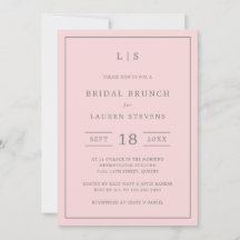 Einfache rosa und graue Monogram Bridal Brunch