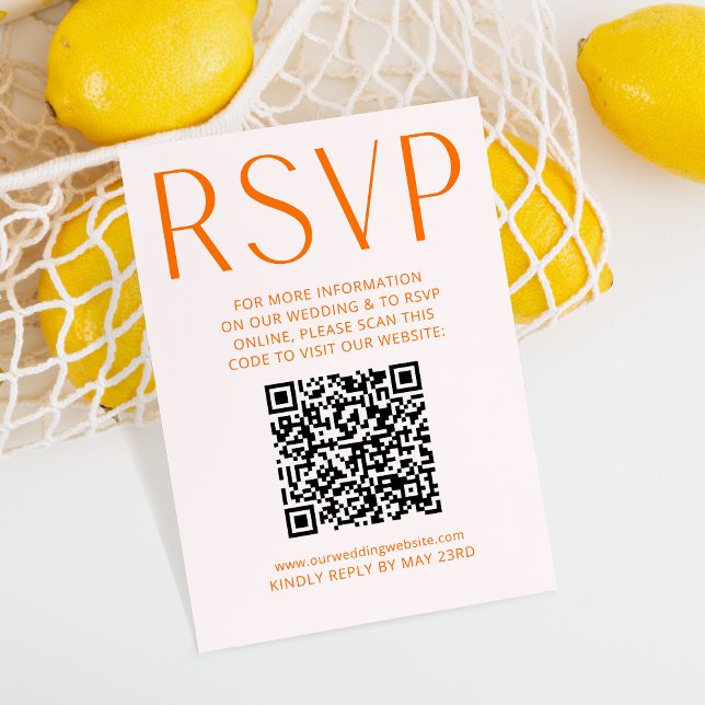 Einfache rosa und helle Orange UAWG Online QR RSVP Karte (Von Creator hochgeladen)