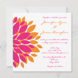 Einfache Rosa und orange Blume zum Hochzeitsfeiern Einladung