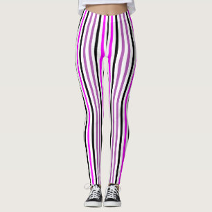 Einfache rosa und schwarze vertikale Streifen auf  Leggings