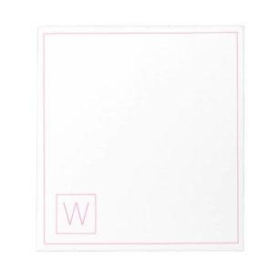 Einfache rosa und weiße Monogramm Notizblock
