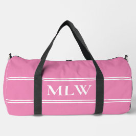 Einfache rosa und weiße Monogramm-Vorlage Duffle Bag