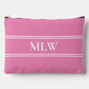 Einfache rosa und weiße Monogramm-Vorlage Zubehörtasche