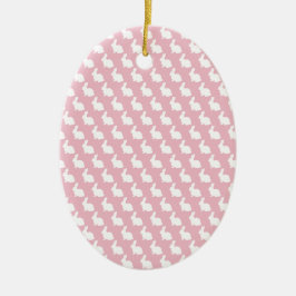 Einfache rosa und weiße Osterhase Keramik Ornament