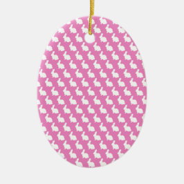 Einfache rosa und weiße Osterhase Keramik Ornament