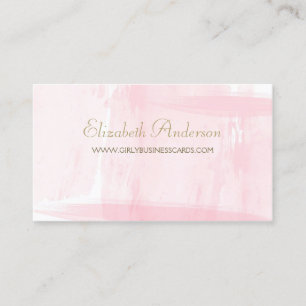 Einfache rosa Wasserfarbe Elegantes Gold Script Visitenkarte