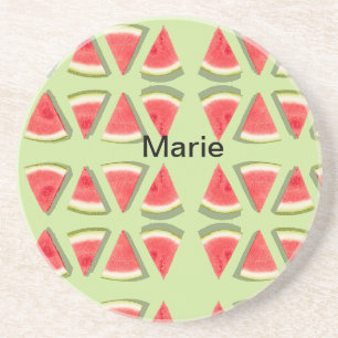 Einfache rosa Wassermelone Name minimal benutzerde Getränkeuntersetzer