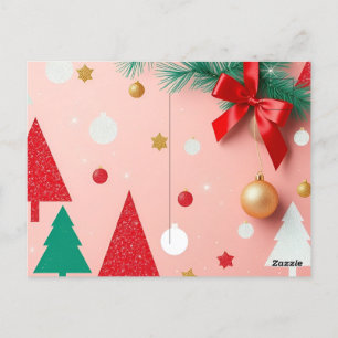 einfache, rosa Weihnachtsgeschenke Postkarte