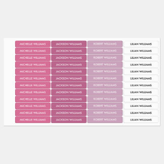 Einfache rosa weiße Palette Kids Name Etiketten