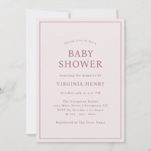 Einfache rosafarbene Babyparty-Einladung Einladung