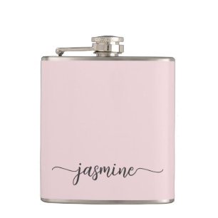 Einfache rosafarbene Mädchen-Monogramm-Namensunter Flachmann