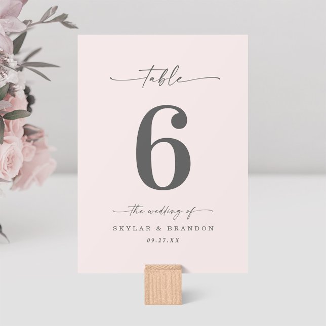 Einfache, rosafarbene Pink-Hochzeit Tischnummer (Von Creator hochgeladen)
