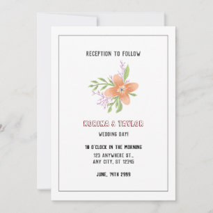 Einfache Rose Blumen Weißes Hochzeitserlebnis Einl Einladung