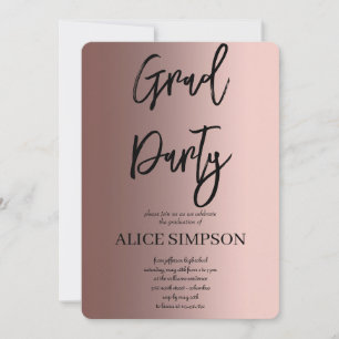 Einfache Rose Gold Abschluss Einladung