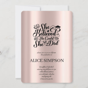 Einfache Rose Gold Abschluss Einladung