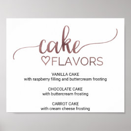 Einfache Rose Gold Calligraphy Cake Flavours Unter Poster