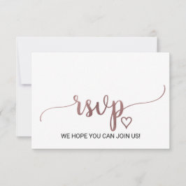 Einfache Rose Gold Calligraphy Website RSVP Card